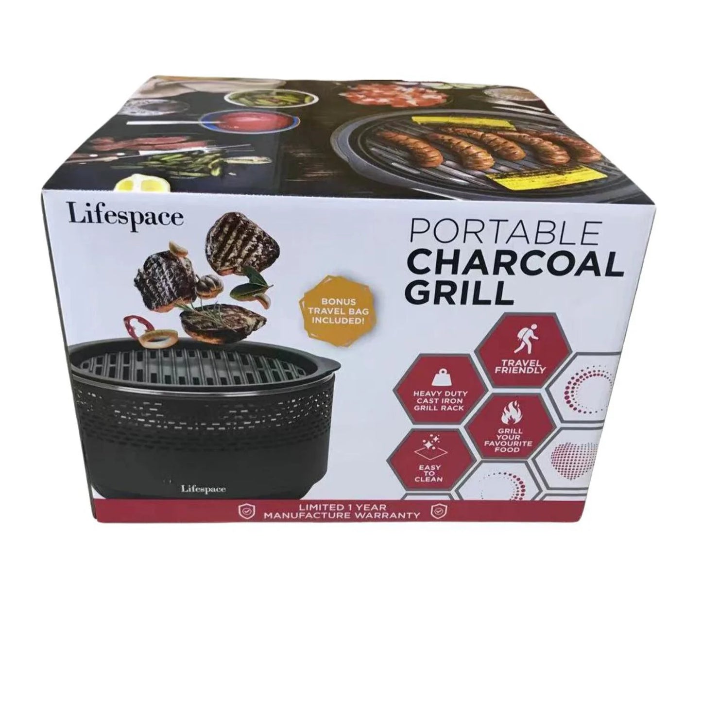 Lifespace Parrilla Portátil Ligera De Carbón Con Tapa De Cúpula Gratis Y Bolsa De Transporte