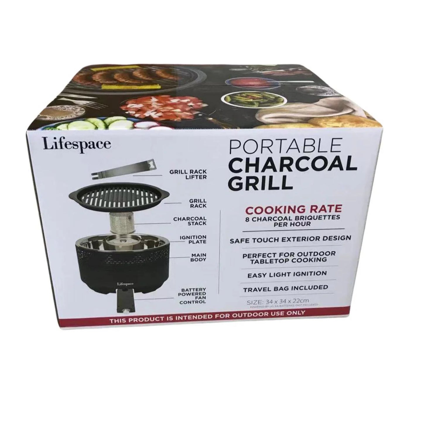 Lifespace Parrilla Portátil Ligera De Carbón Con Tapa De Cúpula Gratis Y Bolsa De Transporte